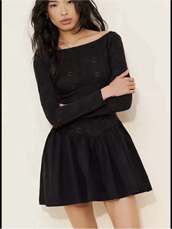 Free People Dresses & Skirts - Free People Surley Mini Dress. Black M bubble skirt eyelet top